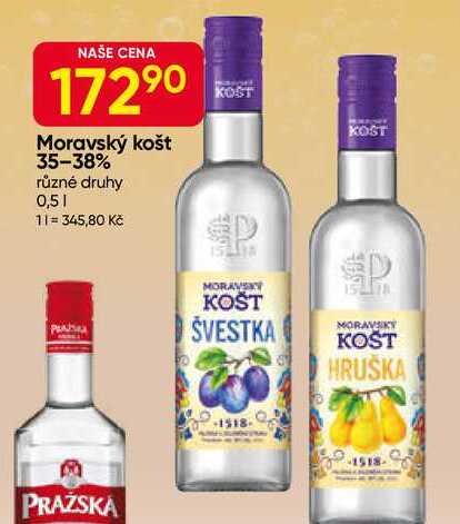 Moravský košt 35-38% různé druhy 0,5l