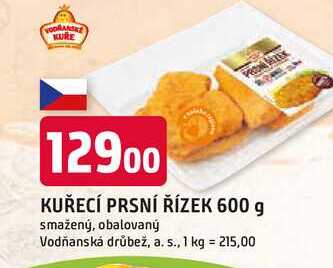 KUŘECÍ PRSNÍ ŘÍZEK 600 g smažený, obalovaný