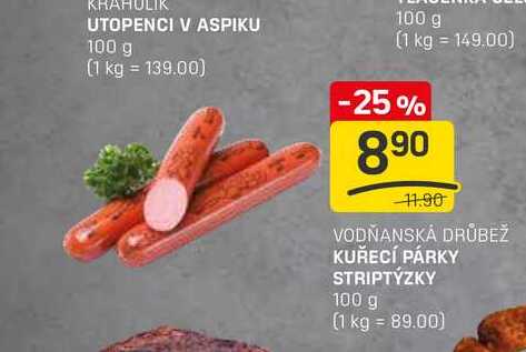 KUŘECÍ PÁRKY STRIPTÝZKY 100 g