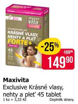 Maxivita Exclusive Krásné vlasy, nehty a pleť 45 tablet 