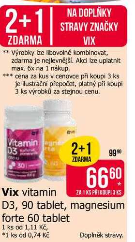 Vix vitamin D3, 90 tablet, magnesium forte 60 tablet 