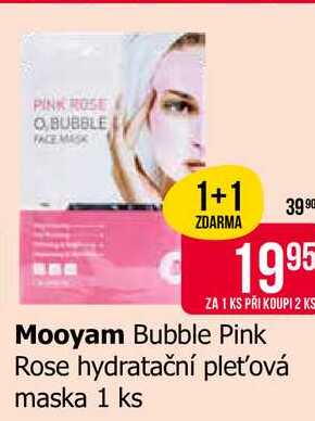 Mooyam Bubble Pink Rose hydratační pleťová maska 1 ks