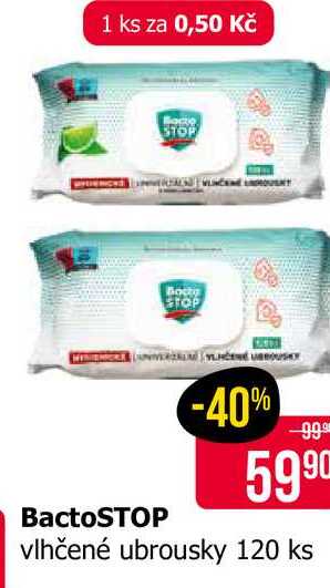 BactoSTOP vlhčené ubrousky 120 ks