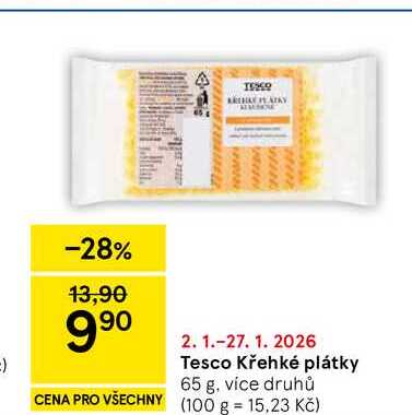 Tesco Křehké plátky, 65 g, více druhů  