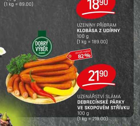 DEBRECÍNSKÉ PÁRKY VE SKOPOVÉM STŘÍVKU 100 g 
