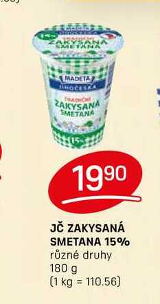 JČ ZAKYSANÁ SMETANA 15% různé druhy 180 g