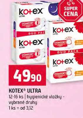KOTEX® ULTRA 12-16 ks hygienické vložky vybrané druhy