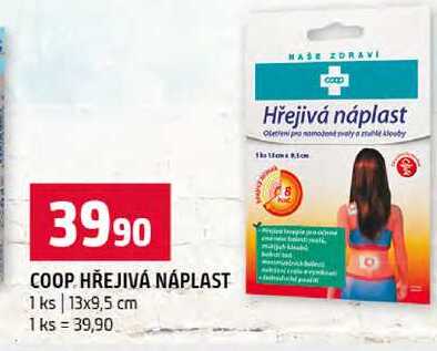 COOP HŘEJIVÁ NÁPLAST 1 ks 13x9,5 cm