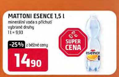 MATTONI ESENCE 1,5l minerální voda s příchutí vybrané druhy 
