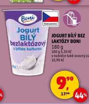 JOGURT BÍLÝ BEZ LAKTÓZY BONI, 180 g