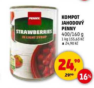 KOMPOT JAHODOVÝ PENNY, 400 g
