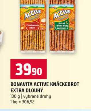 BONAVITA ACTIVE KNÄCKEBROT EXTRA DLOUHÝ 130 g vybrané druhy 