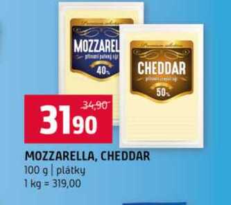 MOZZARELLA, CHEDDAR 100 g plátky 
