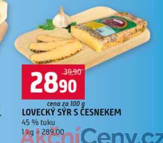 LOVECKÝ SÝR S ČESNEKEM 45% tuku 100g
