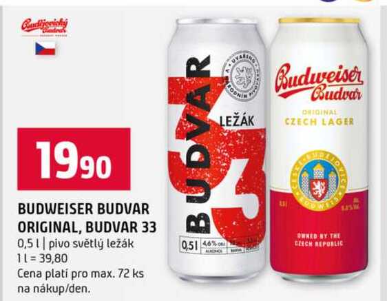 BUDWEISER BUDVAR ORIGINAL, BUDVAR 33 0,5l