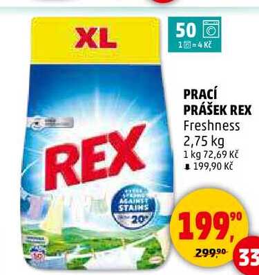 PRACÍ PRÁŠEK REX Freshness, 2,75 kg