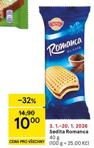 Sedita Romanca oplatky, 40g, různé druhy