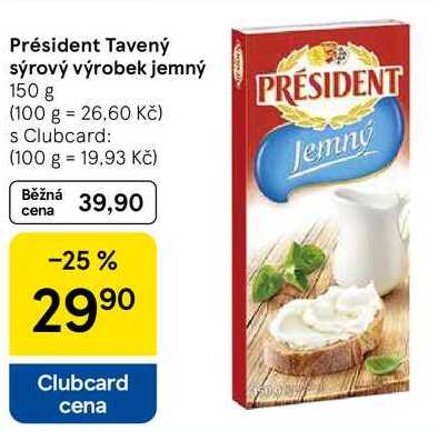 Président Tavený sýrový výrobek jemný, 150 g  