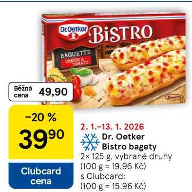 Dr. Oetker Bistro bagety, 2x 125 g, vybrané druhy  