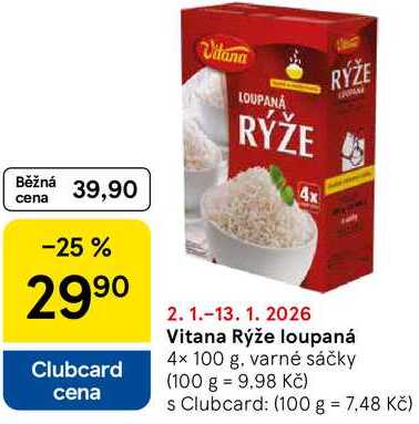 Vitana Rýže loupaná, 4× 100 g, varné sáčky