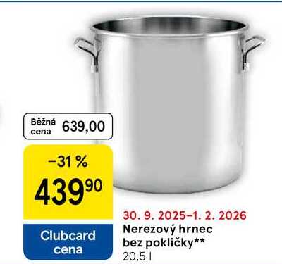 Nerezový hrnec bez pokličky, 20,5 l