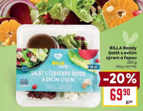 BILLA Ready Salát s ovčím sýrem a řepou 220g