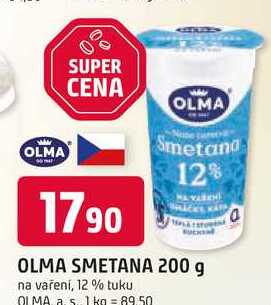 OLMA SMETANA 200 g na vaření, 12% tuku