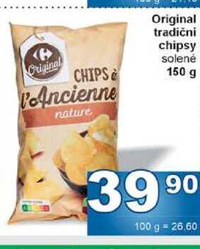 Original tradiční chipsy solené 150 g 
