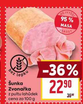 Šunka Zvonařka z pultu lahůdek cena za 100 g 