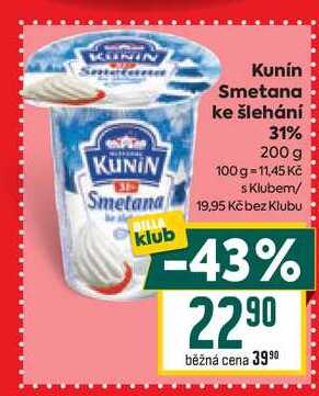 Kunin Smetana ke šlehání 31% 200g