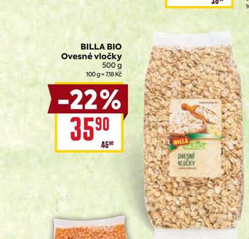 BILLA BIO Ovesné vločky 500 g 