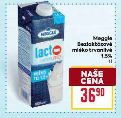 Meggle Bezlaktózové mléko trvanlivé 1,5% 1l