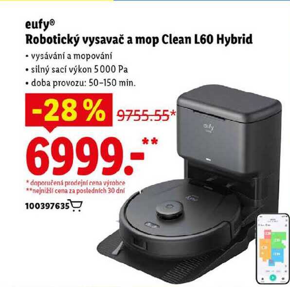 eufy Robotický vysavač a mop Clean L60 Hybrid
