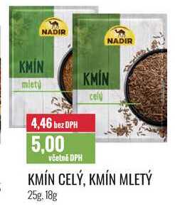 KMÍN CELÝ, KMÍN MLETÝ 25g, 18g 