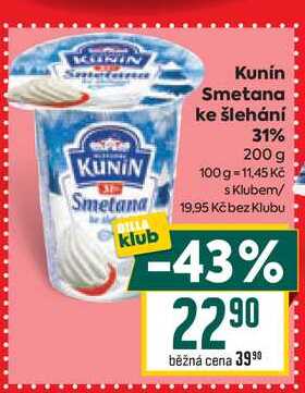Kunin Smetana ke šlehání 31% 200 g 