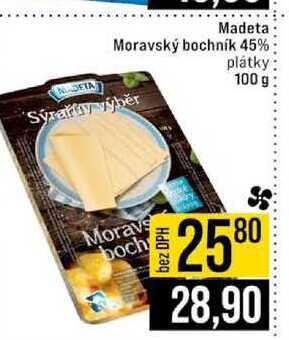 Madeta Moravský bochník 45% plátky 100 g