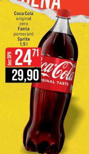 Coca Cola original zero Fanta pomeranč Sprite 1,5l
