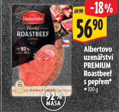 Albertovo uzenářství PREMIUM Roastbeef s pepřem, 100 g 