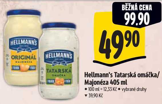 Hellmann's Tatarská omáčka/Majonéza, 405 ml 