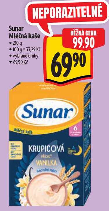 Sunar Mléčná kaše, 210 g