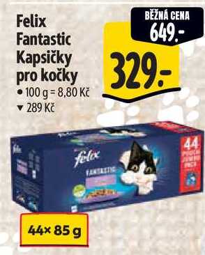 Felix Fantastic Kapsičky pro kočky, 44x 85 g 