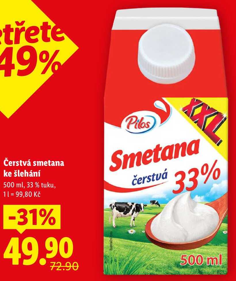 Čerstvá smetana ke šlehání, 500 ml v akci