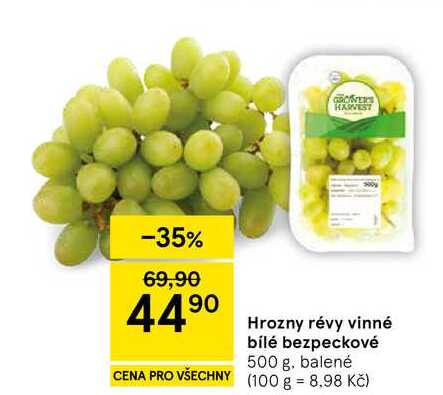 Hrozny révy vinné bílé bezpeckové, 500 g, balené