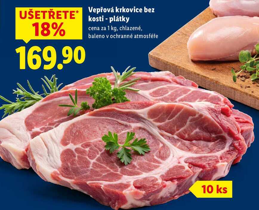 Vepřová krkovice bez kosti - plátky, cena za 1 kg