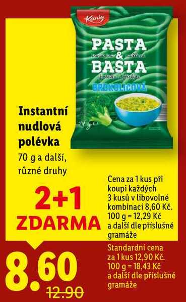 Instantní nudlová polévka, 70 g