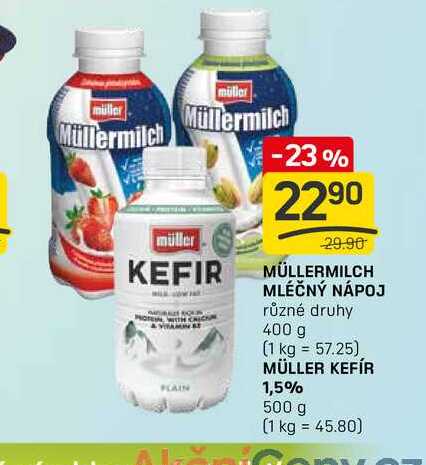 MÜLLERMILCH MLÉČNÝ NÁPOJ různé druhy 400 g 