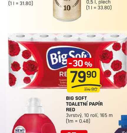 BIG SOFT TOALETNÍ PAPÍR RED 3vrstvý, 10 rolí
