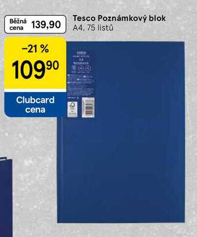 Tesco Poznámkový blok A4, 75 listů 