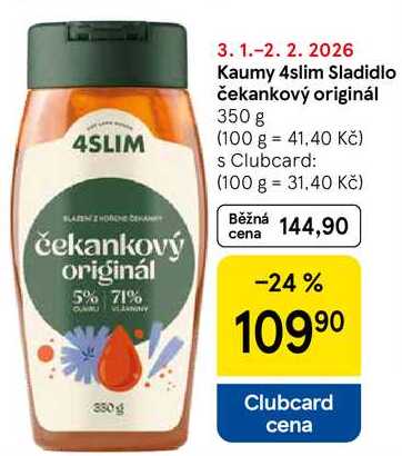 Kaumy 4slim Sladidlo čekankový originál, 350 g 