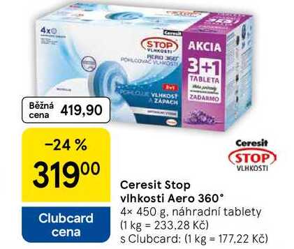 Ceresit Stop vlhkosti Aero 360°, 4x 450 g, náhradní tablety 